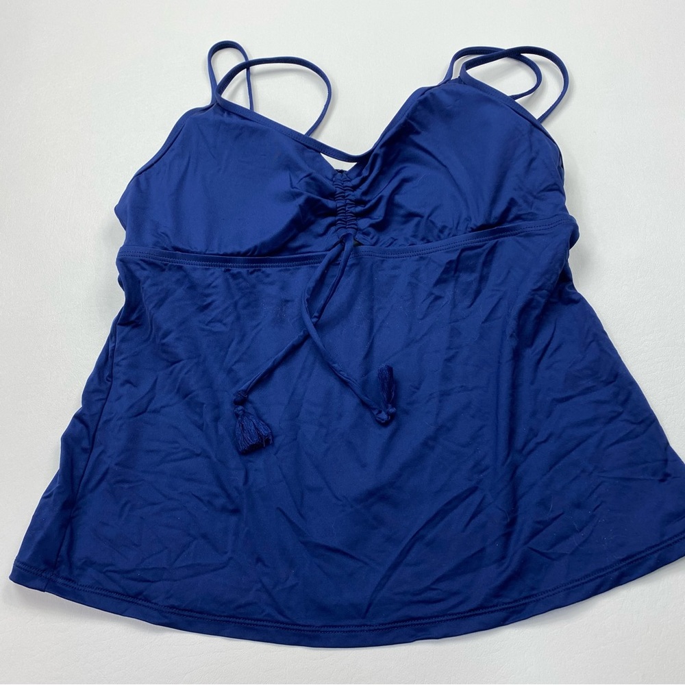 New BCA Blue Tankini Top Soft Bra Size Large
